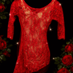 BODY base lycra oro e rete pizzo rosso taglia 34/36