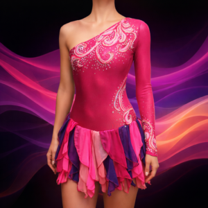 BODY lycra e rete fucsia taglia 36/38 REGOLAMENTARE no strass e pietre